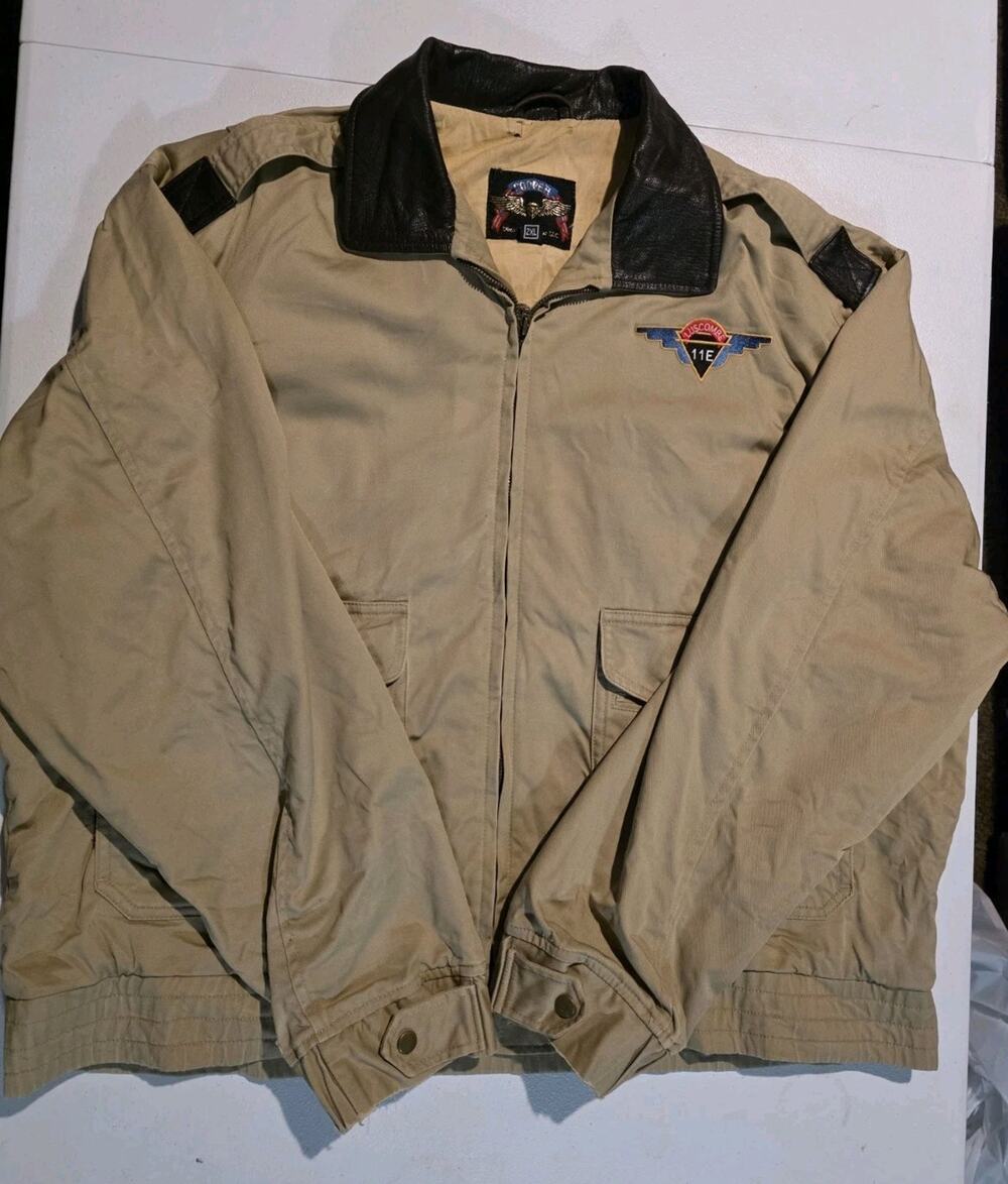 Cooper Mens 2XL Luscombe 11E Aviation Pilot Bomber Jacket Leather Collar Tan